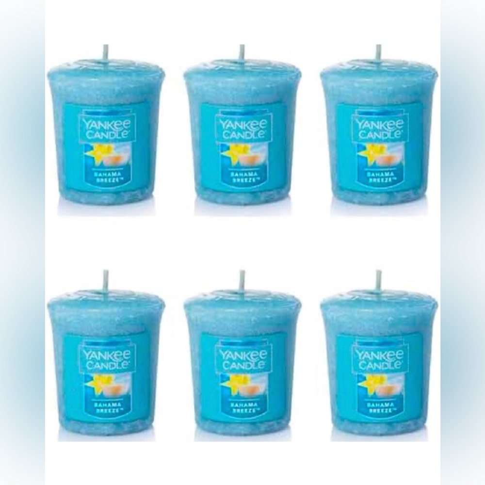 6 - six Yankee Candle Banana Breeze Blue Candle Votives lot bundle